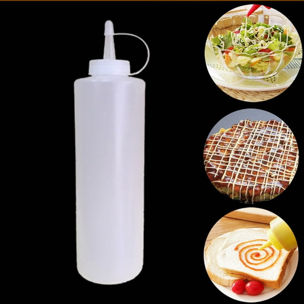 8oz Food-Grade Plastic Squeeze Bottle Kitchen Sauce Vinegar Mayo Dispenser Jar